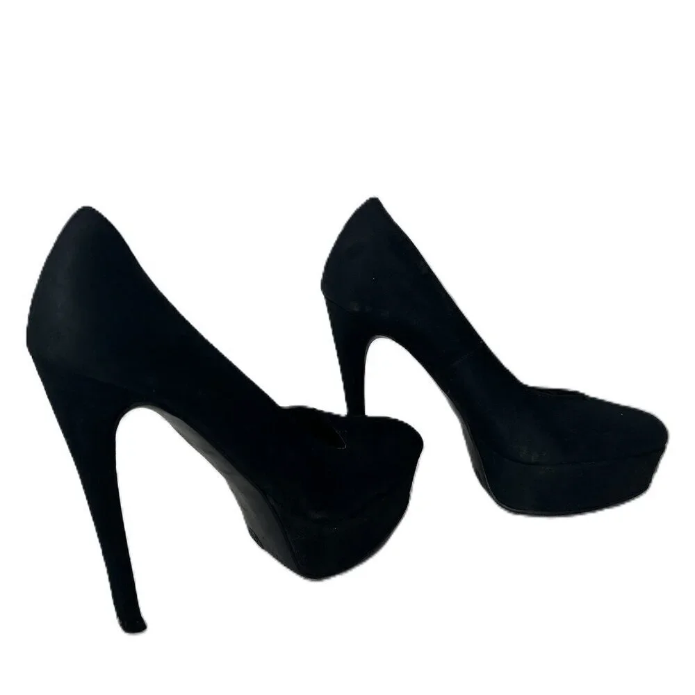 Black Suede Pumps 5inch Heel 1inch Platform Size 7 1/2 Xhilaration